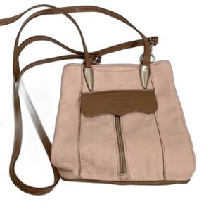 Vera Pelle Italy Pink Leather Brown Faux Leather Convertible Backpack Bag
